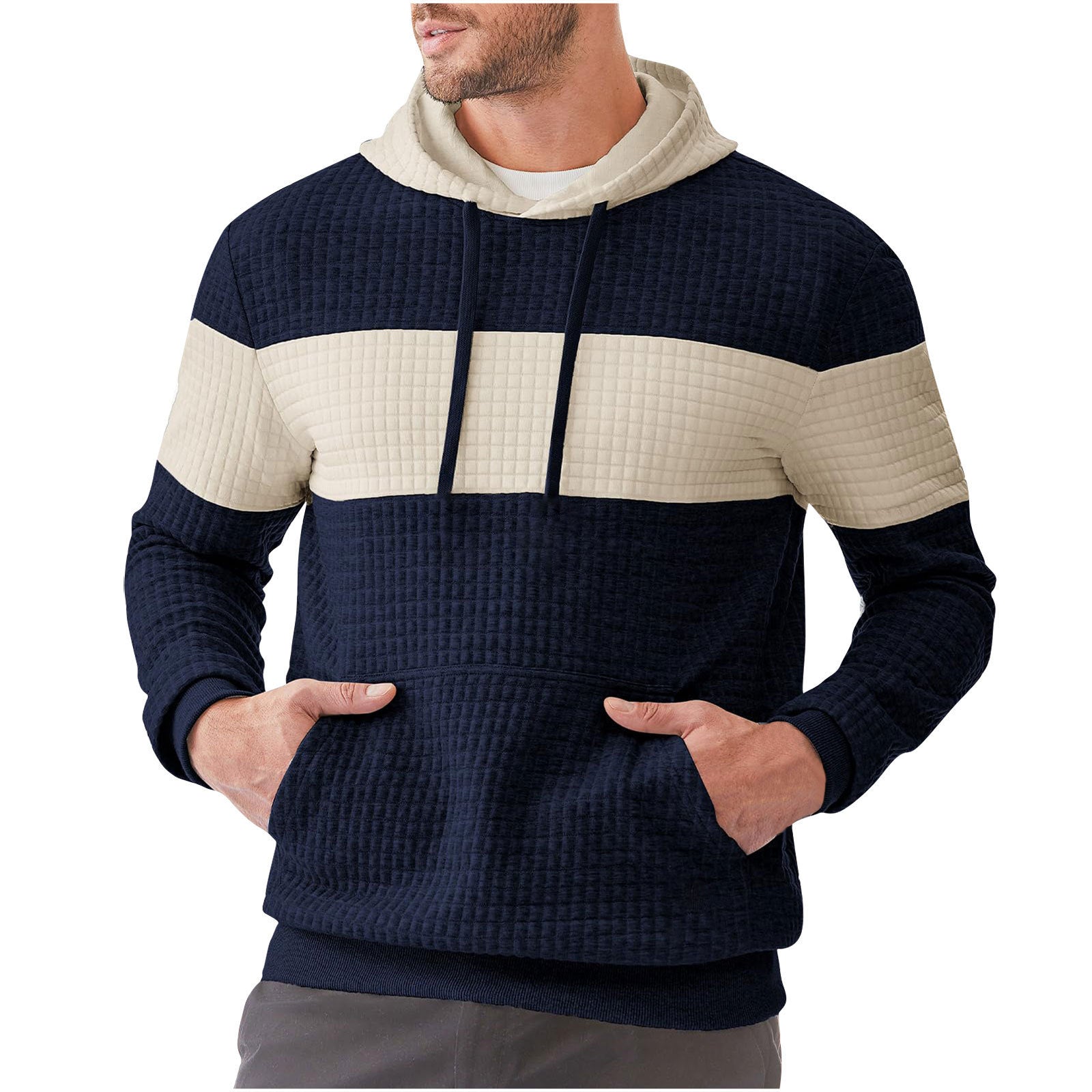 Men's Hooded Long-sleeved Sweater Drawstring