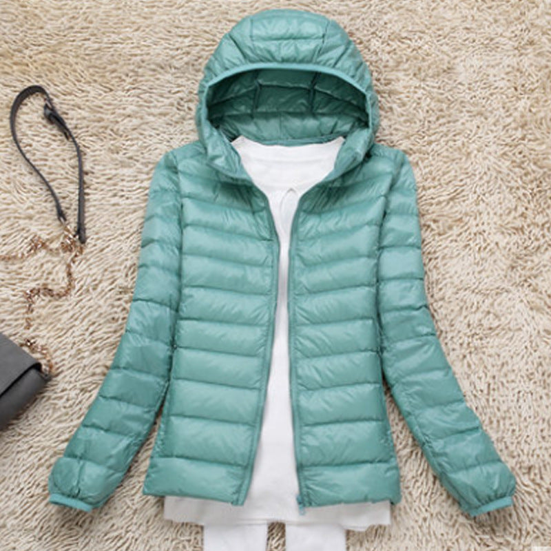 Thin Hood Short White Duck Down Warm Jacket