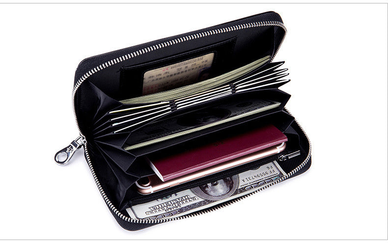 Leather Long Wallet Leather Wallet Men Clutch Bag Zipper Clutch Bag