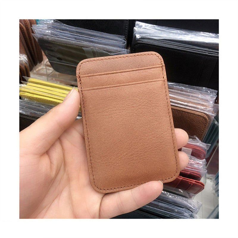 Genuine Leather Men Wallet Brown Coin Purse Small Mini Card