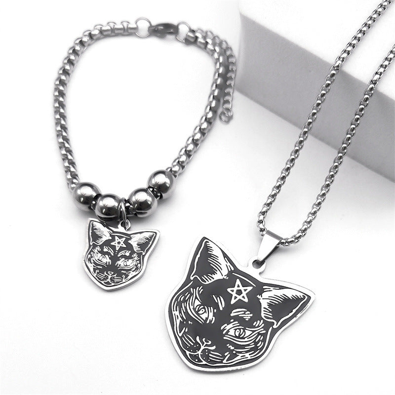 Five-pointed Star Girls' Stainless Steel Necklace Ornament Suit