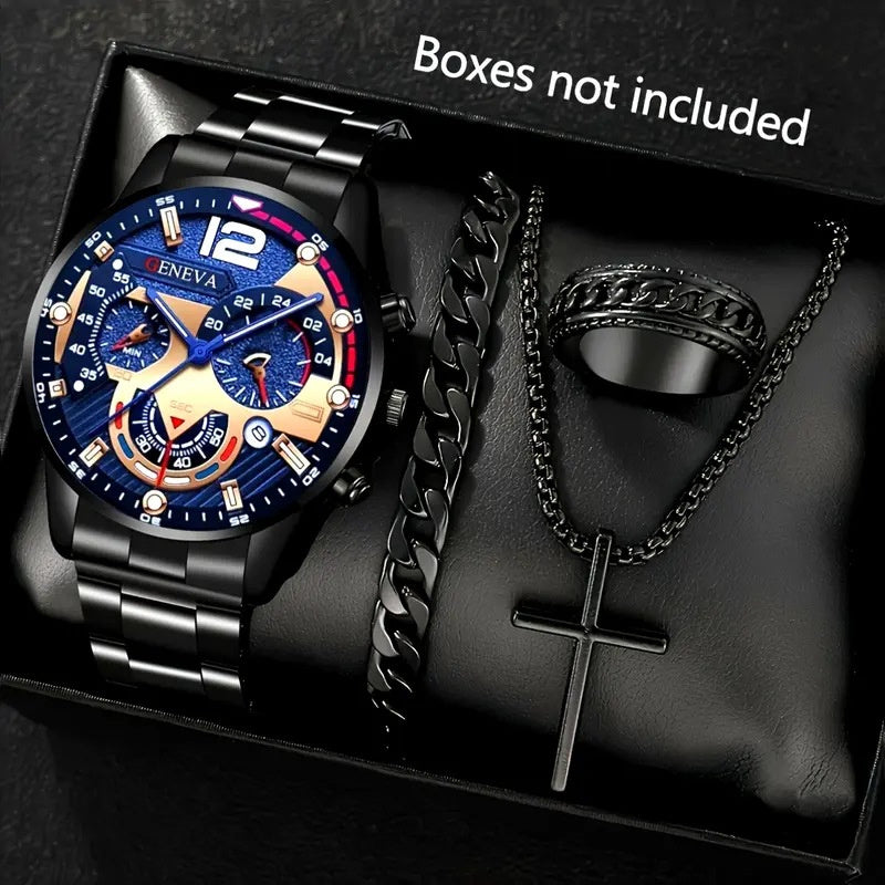 Men's Temperament Business Watch All-match Cross Steel Belt