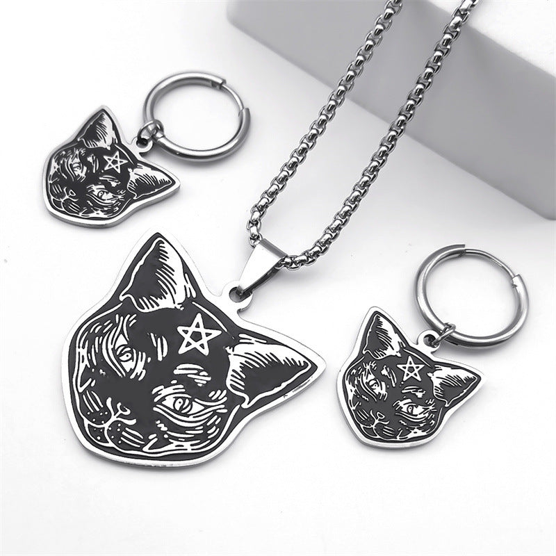 Five-pointed Star Girls' Stainless Steel Necklace Ornament Suit