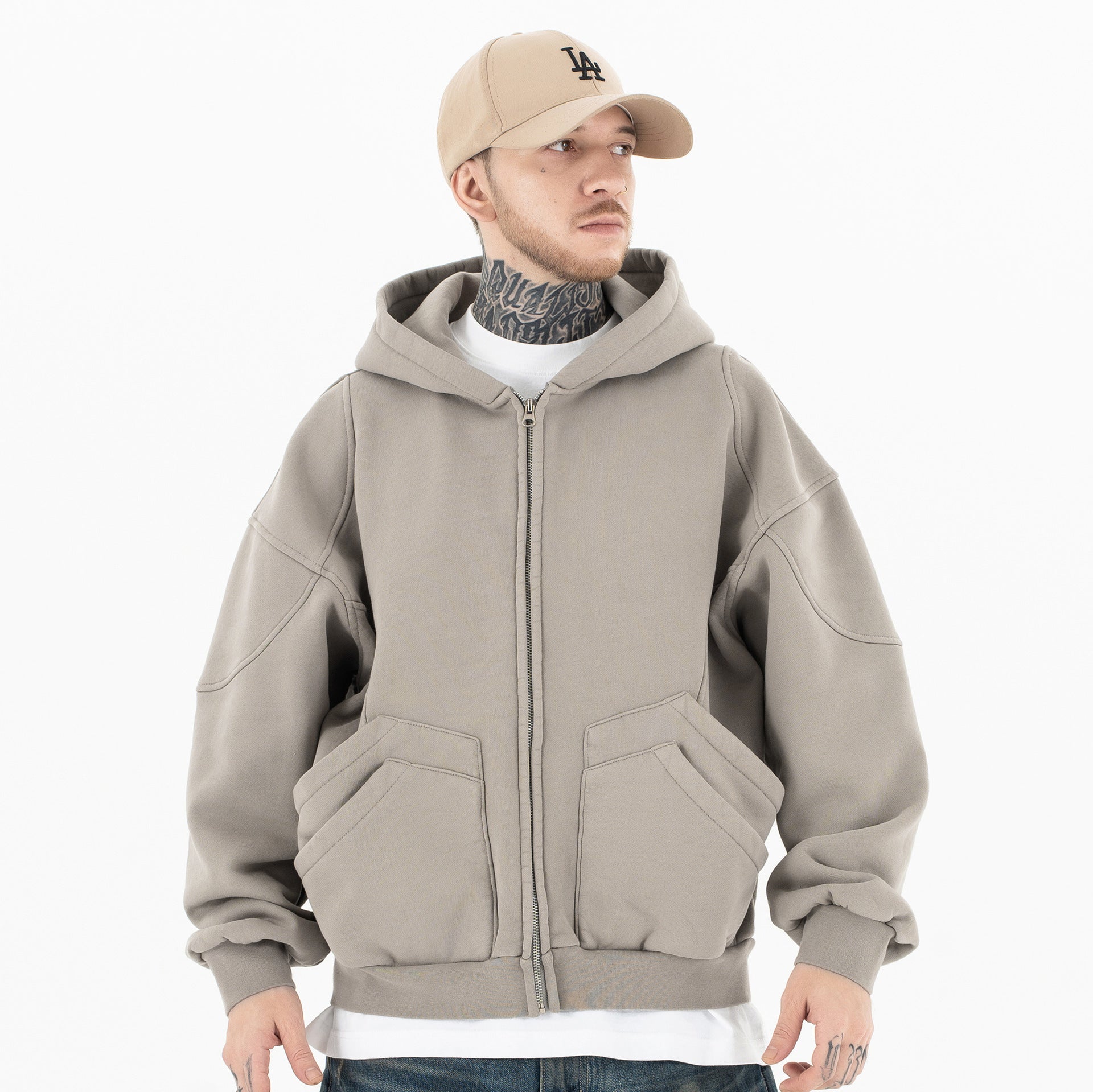 Velvet Padded Hooded Sweatshirt Casual Jacket For Men