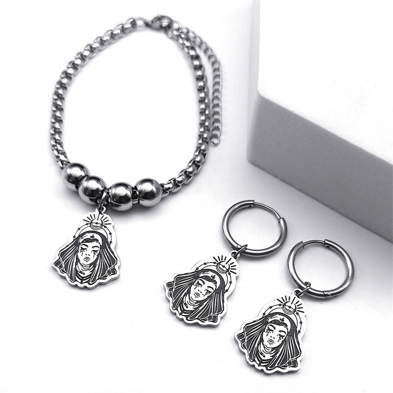 Women's Necklace Unisex Style Earrings Titanium Steel Set Of Ornaments