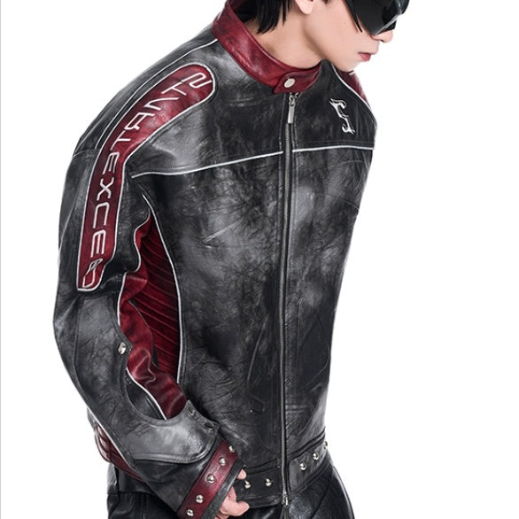 Niche Motorcycle Clothing Coat Men's Winter Leather Coat