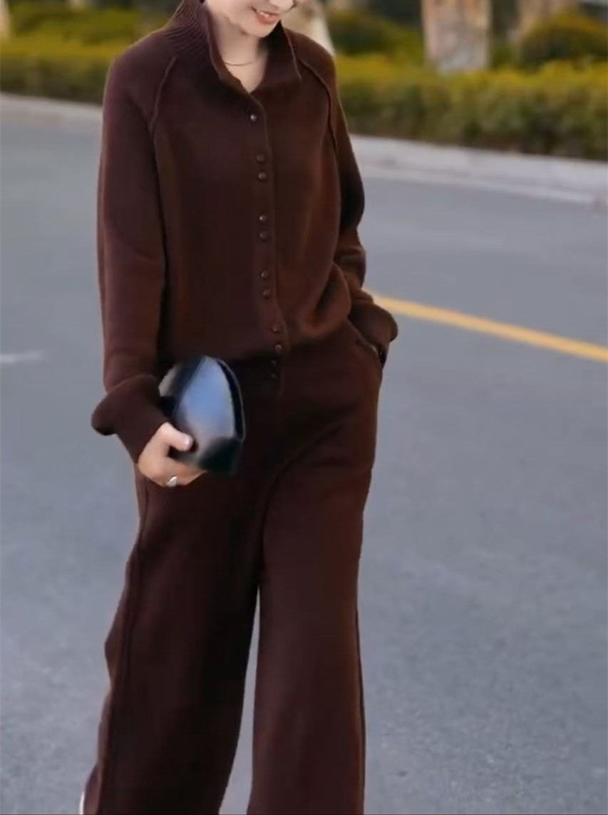 Fashion Soft Glutinous Baggy Coat Slimming Wide-leg Pants Suit Women