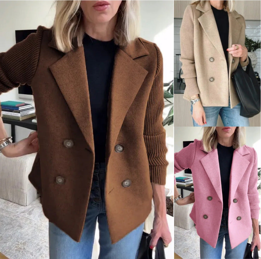 Women's Suit Collar Casual Top Woolen Coat