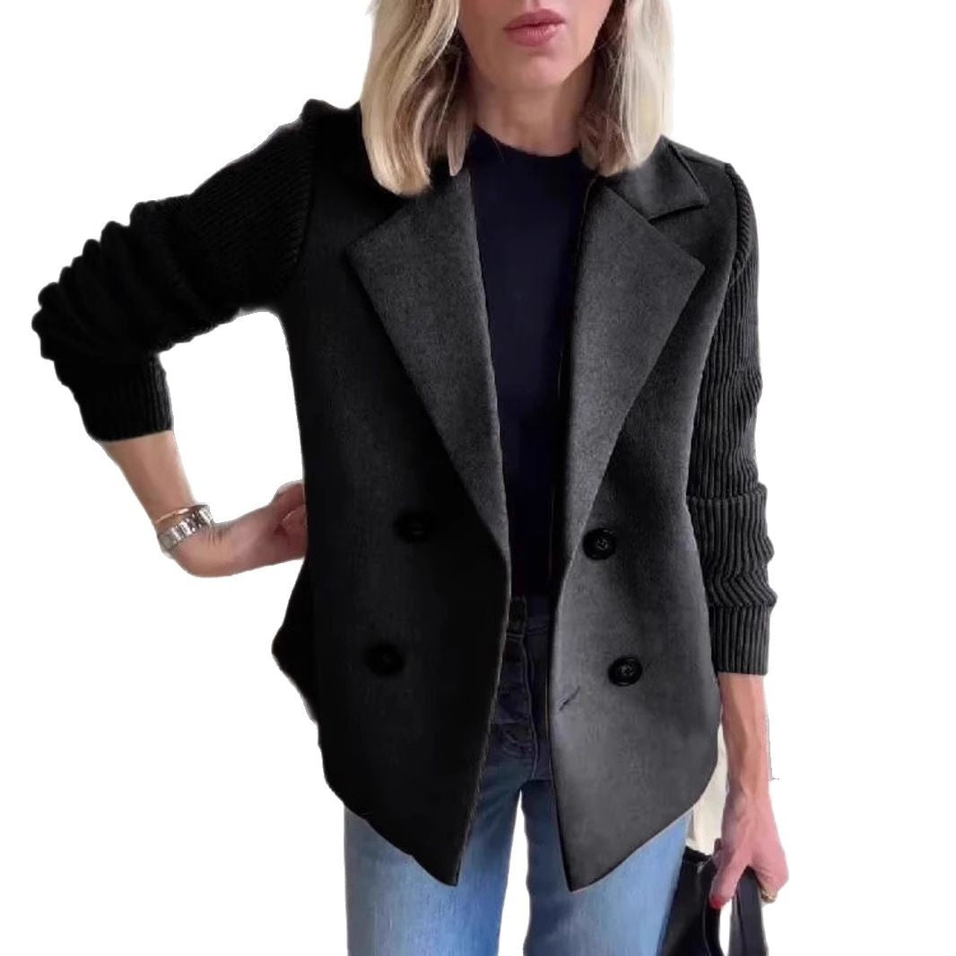 Women's Suit Collar Casual Top Woolen Coat