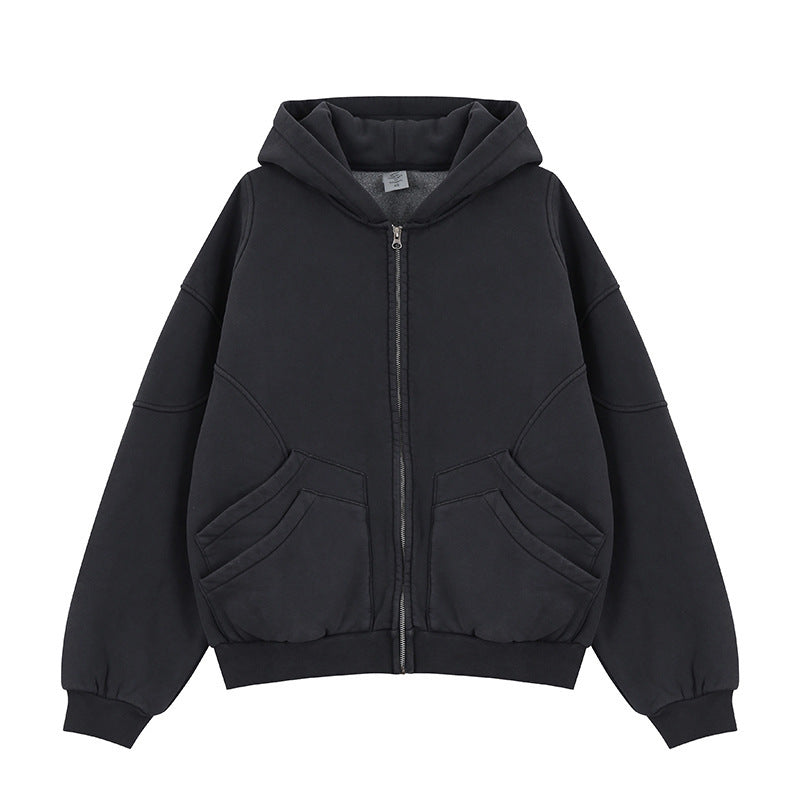 Velvet Padded Hooded Sweatshirt Casual Jacket For Men