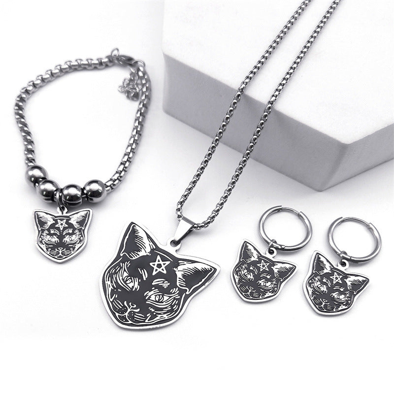 Five-pointed Star Girls' Stainless Steel Necklace Ornament Suit