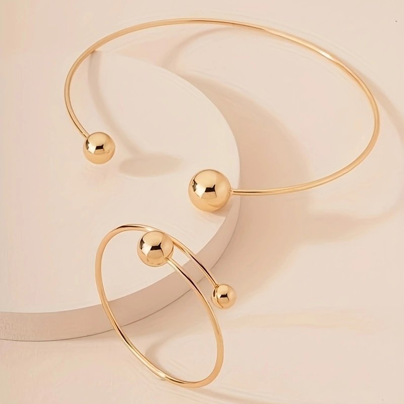 Gorgeous Golden Ball Bracelet Set -  A Touch Of Elegance