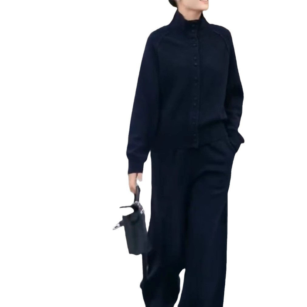 Fashion Soft Glutinous Baggy Coat Slimming Wide-leg Pants Suit Women