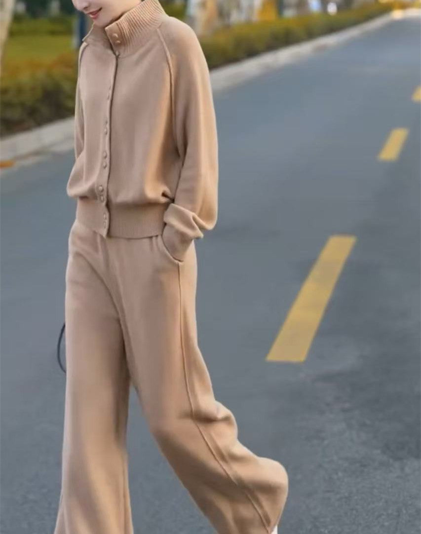 Fashion Soft Glutinous Baggy Coat Slimming Wide-leg Pants Suit Women