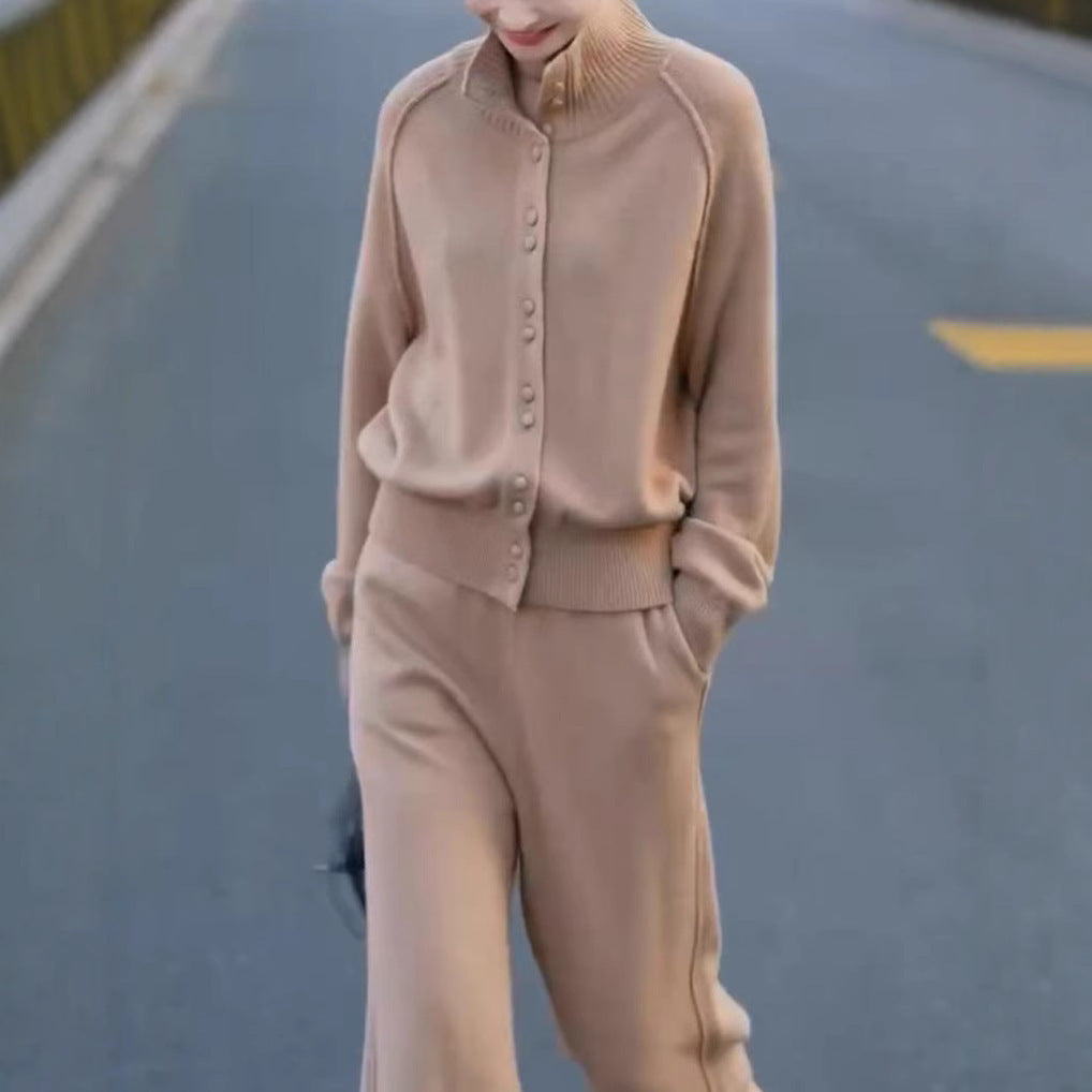 Fashion Soft Glutinous Baggy Coat Slimming Wide-leg Pants Suit Women