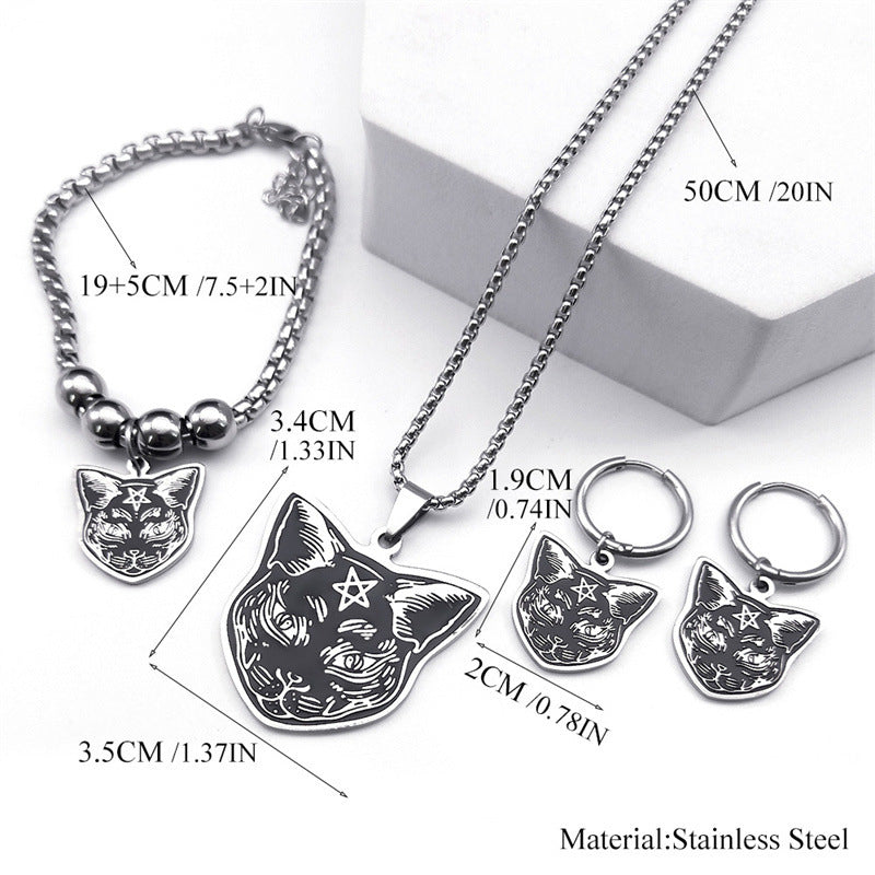 Five-pointed Star Girls' Stainless Steel Necklace Ornament Suit